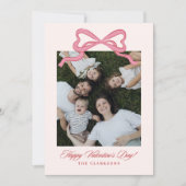 Whimsical Pink Bow Valentine’s Day Photo Card Einladung (Vorderseite)