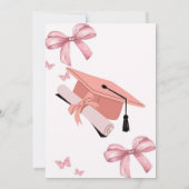 Whimsical Pink Bows Frame Graduation Party Invita Einladung (Rückseite)