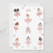 Whimsical Pink Brown Bows Ballerina Birthday Einladung (Rückseite)