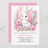 Whimsical Pink Bunny Woodland Girl Baby Dusche Einladung (Vorne/Hinten)