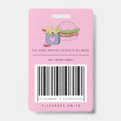 Whimsical Pink Burger and Fries Birthday Party Ausweis (Back)