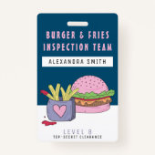 Whimsical Pink Burger and Fries Birthday Party Ausweis (Vorderseite)
