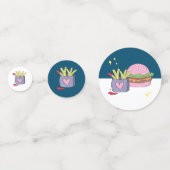 Whimsical Pink Burger and Fries Birthday Party Konfetti (Vorderseiten)