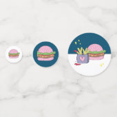 Whimsical Pink Burger and Fries Birthday Party Konfetti (Rückseiten)
