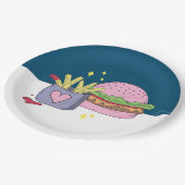 Whimsical Pink Burger and Fries Birthday Party Pappteller (Schrägansicht)