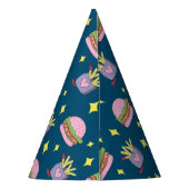 Whimsical Pink Burger and Fries Muster Geburtstag Partyhütchen (Rückseite)