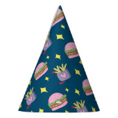 Whimsical Pink Burger and Fries Muster Geburtstag Partyhütchen (Links)