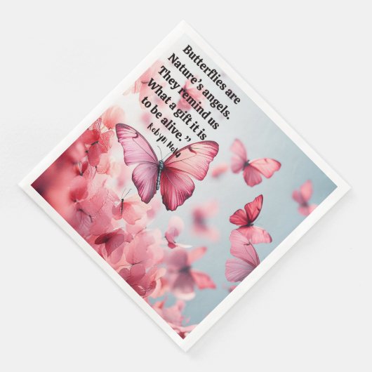 Whimsical Pink Butterfells Napkin Serviette (Ecke)