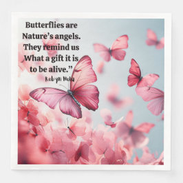 Whimsical Pink Butterfells Napkin Serviette