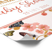 Whimsical Pink Butterfly Baby Dusche Begrüßungszei Poster (Ecke)