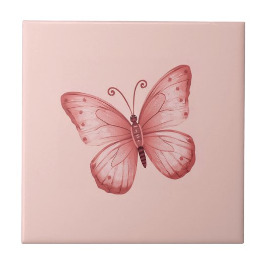   Whimsical Pink Butterfly  Fliese (Vorderseite)
