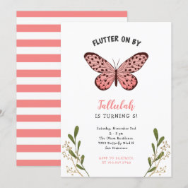Whimsical Pink Butterfly Girl Geburtstagsparty Einladung