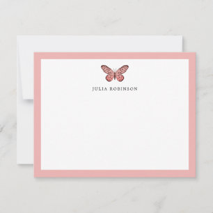 Whimsical Pink Butterfly Girl Mitteilungskarte