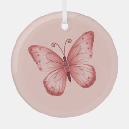   Whimsical Pink Butterfly  Ornament Aus Glas