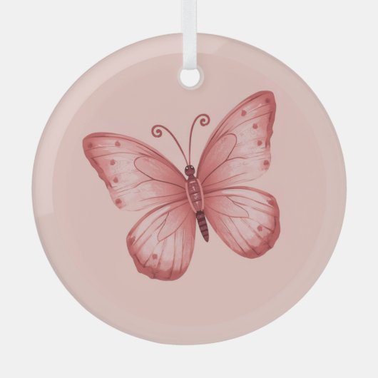   Whimsical Pink Butterfly  Ornament Aus Glas (Vorderseite)