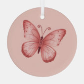   Whimsical Pink Butterfly  Ornament Aus Glas (Rückseite)