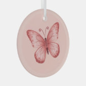   Whimsical Pink Butterfly  Ornament Aus Glas (Vorderseite Rechts)