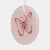   Whimsical Pink Butterfly  Ornament Aus Glas (Vorderseite links)
