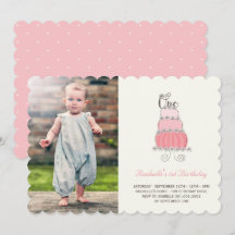 Whimsical Pink Cake Baby Girl First Birthday Foto