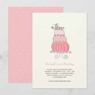 Whimsical Pink Cake Girl 3. Geburtstag Party Einla Einladung
