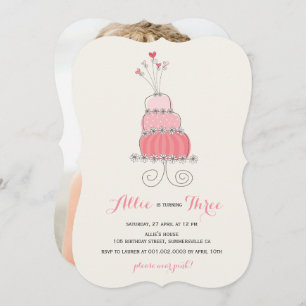 Whimsical Pink Cake Girl Geburtstagsparty Einladun Einladung