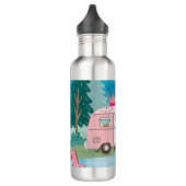 Whimsical Pink Camper Van Camping Scene Edelstahlflasche (Links)
