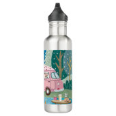 Whimsical Pink Camper Van Camping Scene Edelstahlflasche (Rechts)