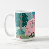 Whimsical Pink Camper Van Camping Scene Kaffeetasse (Links)