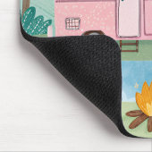 Whimsical Pink Camper Van Camping Scene Mousepad (Ecke)