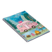 Whimsical Pink Camper Van Camping Scene Notizblock (Rechte Seite)
