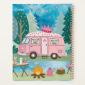 Whimsical Pink Camper Van Camping Scene Planer (Rückseite)