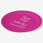 Whimsical Pink Cheers to 50 Years Birthday Pappteller (Schrägansicht)