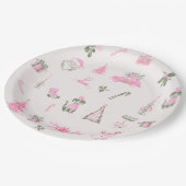 Whimsical Pink Christmas Baby Shower Paper Plates Pappteller (Schrägansicht)