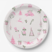 Whimsical Pink Christmas Baby Shower Paper Plates Pappteller (Vorderseite)