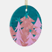Whimsical Pink Christmas Tree Keramik Ornament (Rechts)