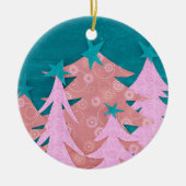 Whimsical Pink Christmas Tree Keramik Ornament (Vorne)