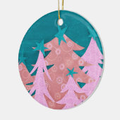 Whimsical Pink Christmas Tree Keramik Ornament (Links)