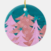 Whimsical Pink Christmas Tree Keramik Ornament (Hinten)