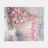 Whimsical Pink Christmas Tree Personalized Fleecedecke (Vorderseite (Horizontal))