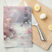 Whimsical Pink Christmas Tree Personalized Geschirrtuch (Viertel Falte)