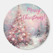 Whimsical Pink Christmas Tree Personalized Magnet (Vorne)