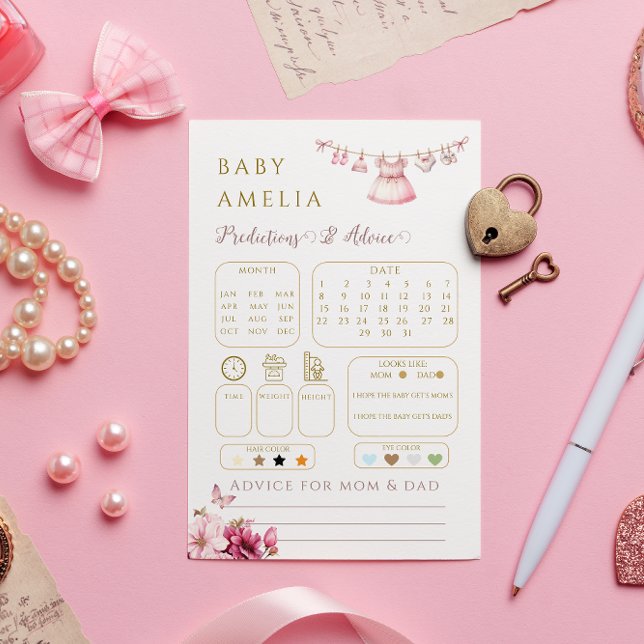 Whimsical Pink Classic Baby Predictions Ratschläge (Von Creator hochgeladen)