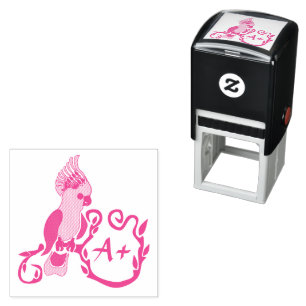 Whimsical Pink Cockatoo Grad A+ Permastempel