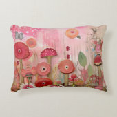 Whimsical Pink Collage Blume Szene Dekokissen (Vorderseite)