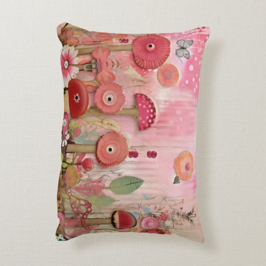 Whimsical Pink Collage Blume Szene Dekokissen (Rückseite(Vertikal))