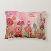 Whimsical Pink Collage Blume Szene Dekokissen (Rückseite)