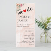 Whimsical Pink Cream Floral Hochzeitsprogramme (Stehend Vorderseite)