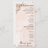 Whimsical Pink Cream Floral Hochzeitsprogramme (Rückseite)