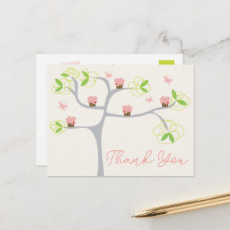 Whimsical Pink Cupcakes Tree Geburtstag Vielen Dan Postkarte