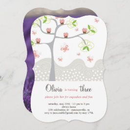 Whimsical Pink Cupcakes Tree Girl Birthday Einladu Einladung